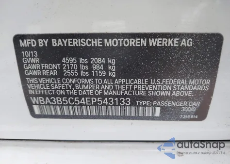 2014 BMW 328I xDrive z USA, uszkodzony, nr VIN WBA3B5C54EP543133